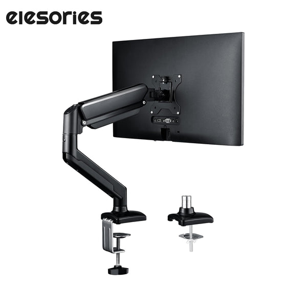 Single Monitor Mount, Fits 13-32Inch Screen, Gas Spring Monitor arm Support Max 19.8Ibs Computer Monitors, Vesa Mount with Clamp and Grommet Base, Perfect for Office & Home Office Use