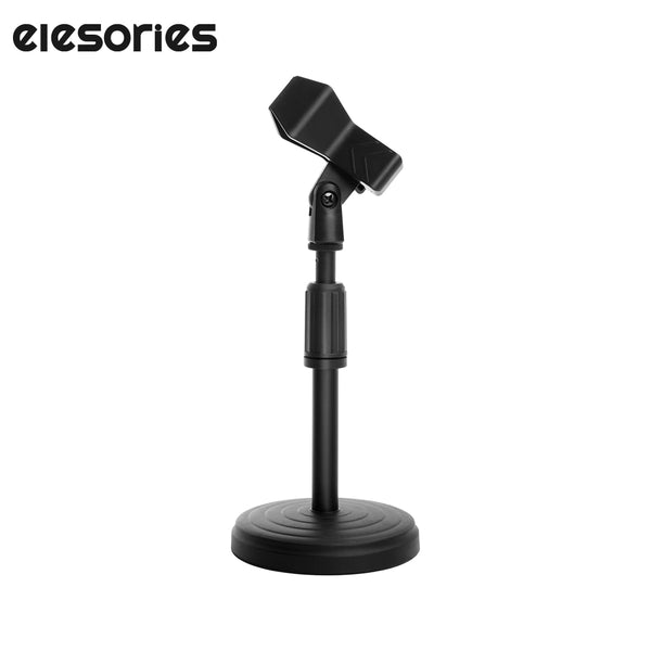 Desk Mic Stand - Upgraded Adjustable Table Microphone Stand with Mic Clip Compatible with Max 1.7 inch Diameter Microphone - Height 9.6 to 13.9 inch