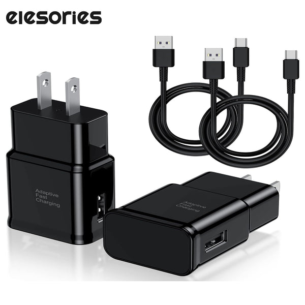 Type C Charger Fast Charging, 2 Pack USB C Android Phone Wall Charger Block & 6ft Charge Cable Cord, for Samsung Galaxy S8 / S9 / S10 Plus Active S10e, S20 / S21 Ultra Plus, Note 8 9 10, Pixel 3 etc