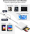 SD Card Reader for iPhone iPad, Trail Game Camera SD Card Viewer with Dual Slot for MicroSD/SD, Lightening&USBC Dual-Connector Memory Card Adapter for Photography, Plug and Play