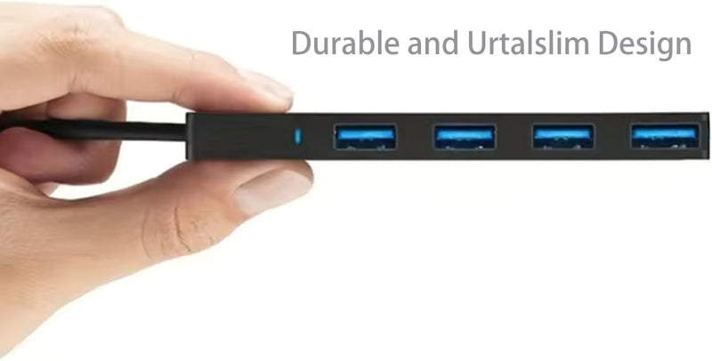 4-Port USB 3.0 Hub, Ultra-Slim Data USB Hub, for MacBook, Mac Pro, Mac mini, iMac, Surface Pro, XPS, PC, Flash Drive, Mobile HDD (U1 0.59ft)