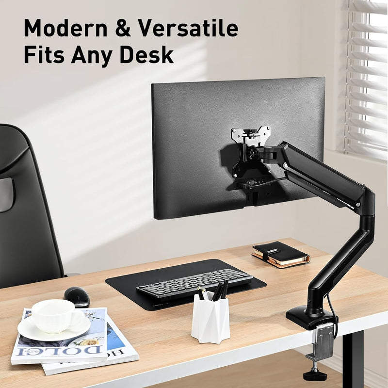 Single Monitor Mount, Fits 13-32Inch Screen, Gas Spring Monitor arm Support Max 19.8Ibs Computer Monitors, Vesa Mount with Clamp and Grommet Base, Perfect for Office & Home Office Use