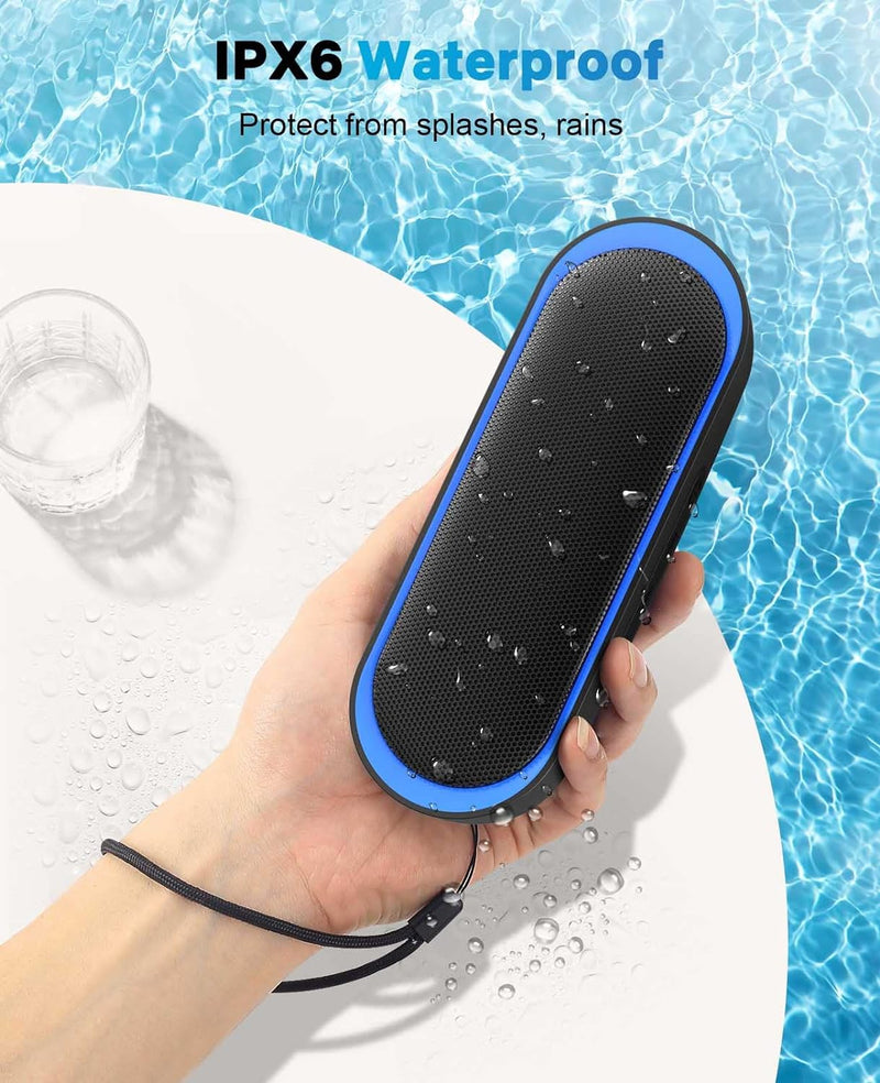 Bluetooth Speakers, Waterproof Portable Speakers with TWS, 24 Playtime, Stereo Sound, Wireless for Home Shower Pool Beach Outdoor (Black)