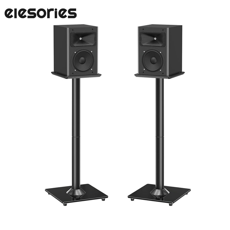 Universal Speaker Stands Pair for Surround Sound, 31" Height Floor Speaker Stands, Holds Bookshelf Speaker Satellite Speaker Large Speaker, Up to 22LBS Cable Concealing 9.8" Plate Black MU9132